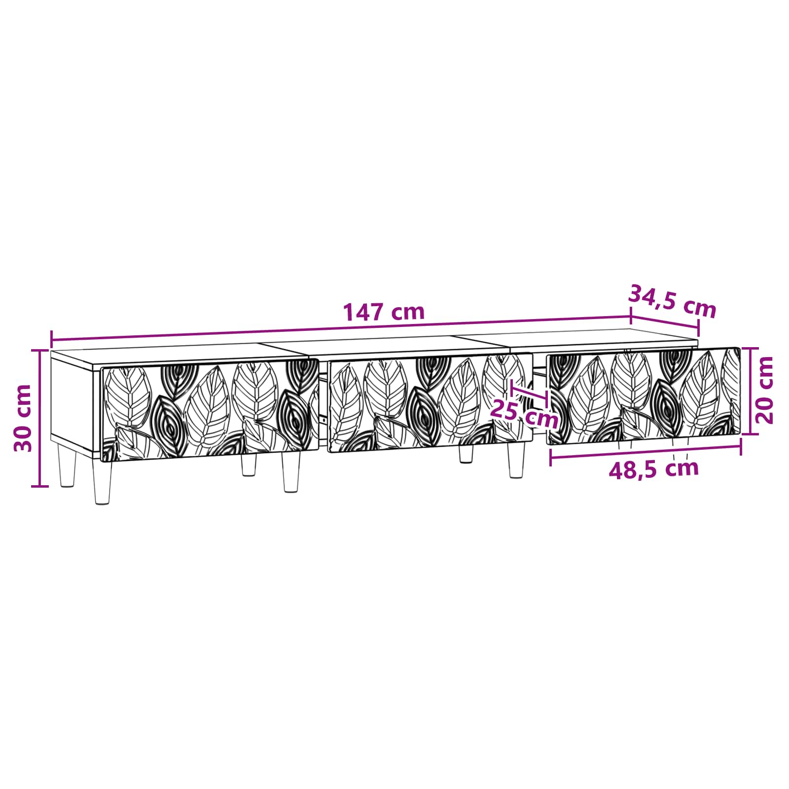 vidaXL Szafka pod telewizor 147 x 34,5 x 30 cm Dąb artisan