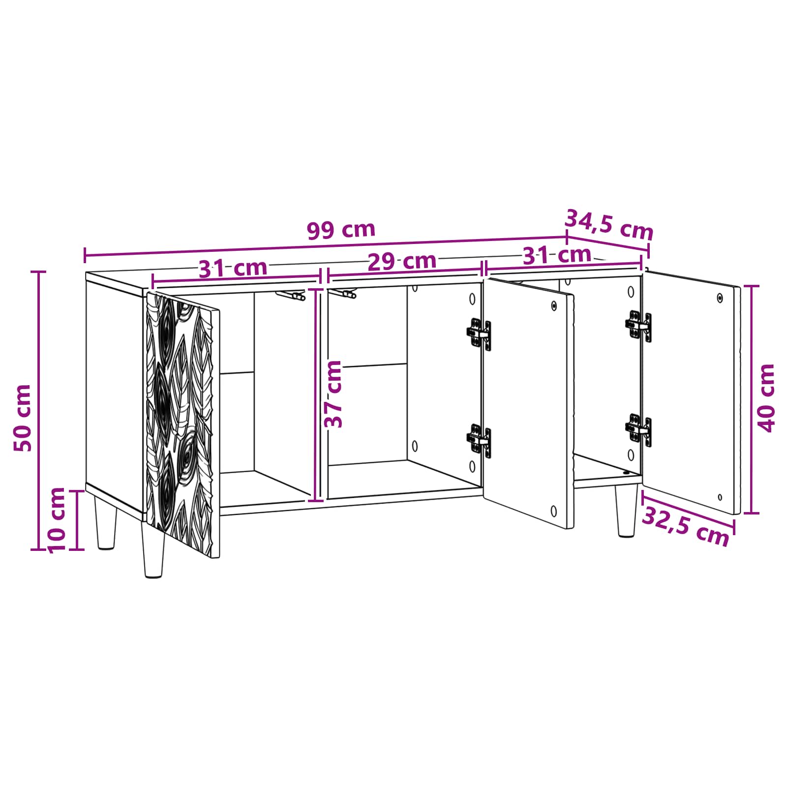 vidaXL Szafka pod telewizor 99 x 34,5 x 50 cm Stare drewno