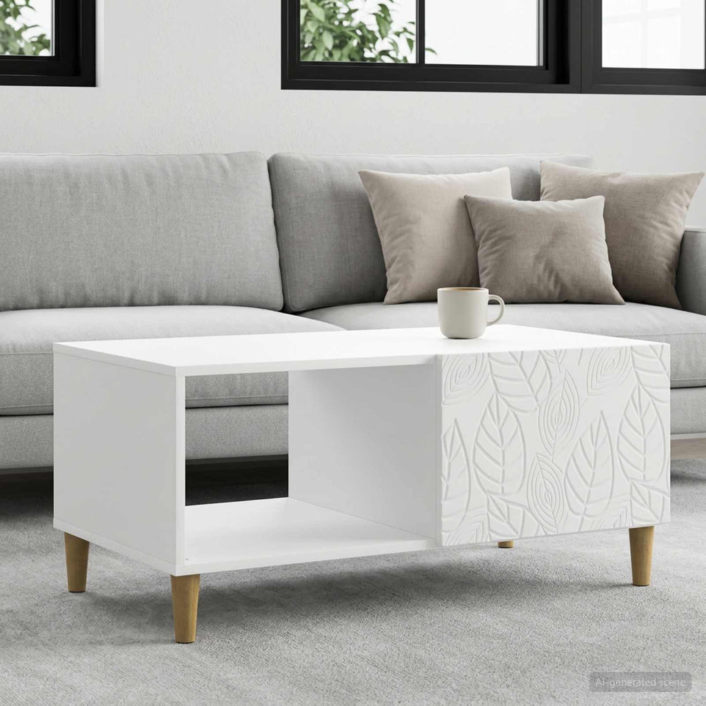 vidaXL Stolik kawowy Biały 90 x 50 x 40 cm Drewno inżynieryjne