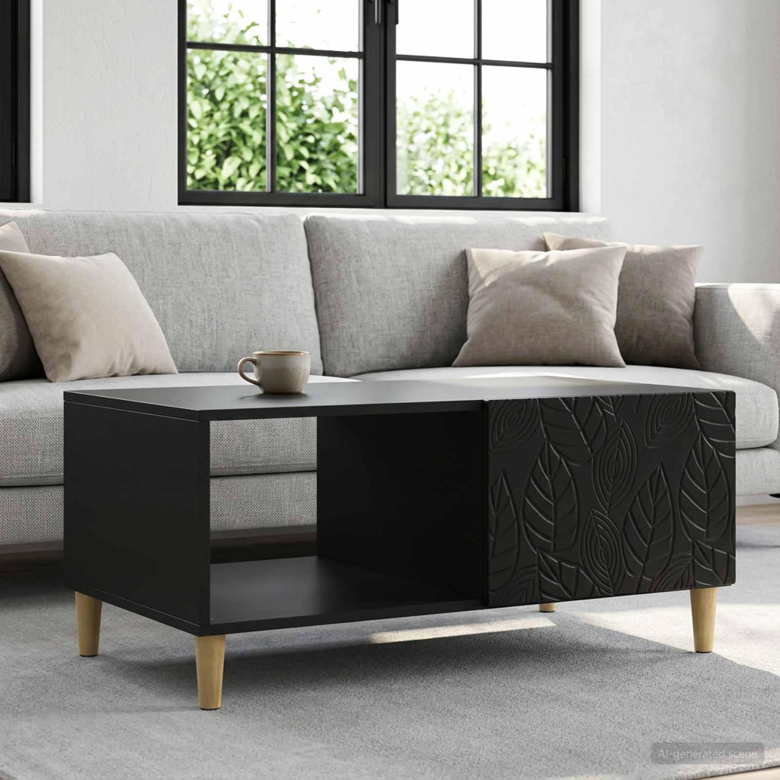 vidaXL Stolik kawowy Czarny 90 x 50 x 40 cm Drewno inżynieryjne
