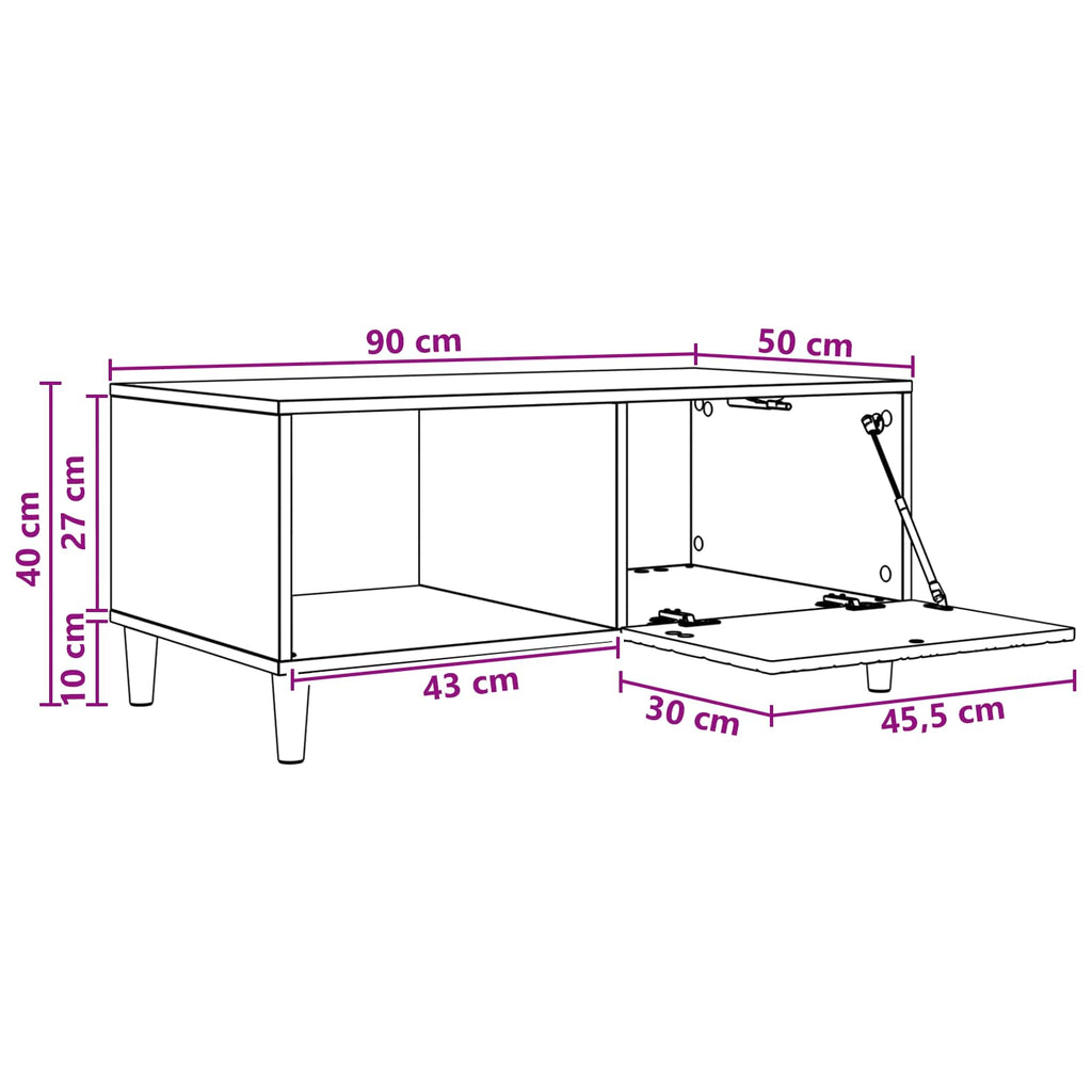vidaXL Stolik kawowy Czarny 90 x 50 x 40 cm Drewno inżynieryjne