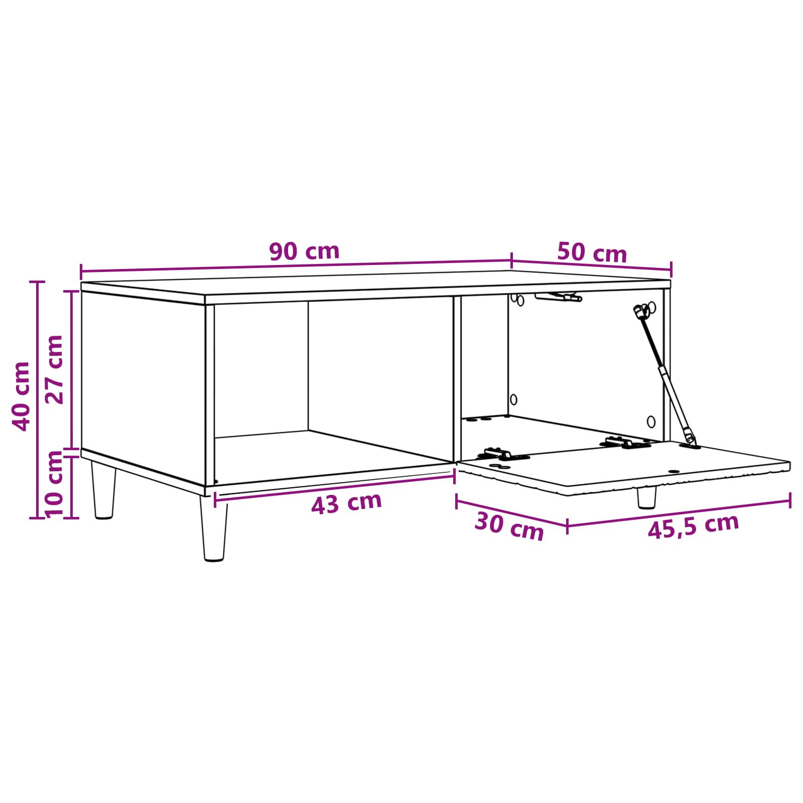 vidaXL Stolik kawowy Dąb wędzony 90 x 50 x 40 cm Drewno inżynieryjne