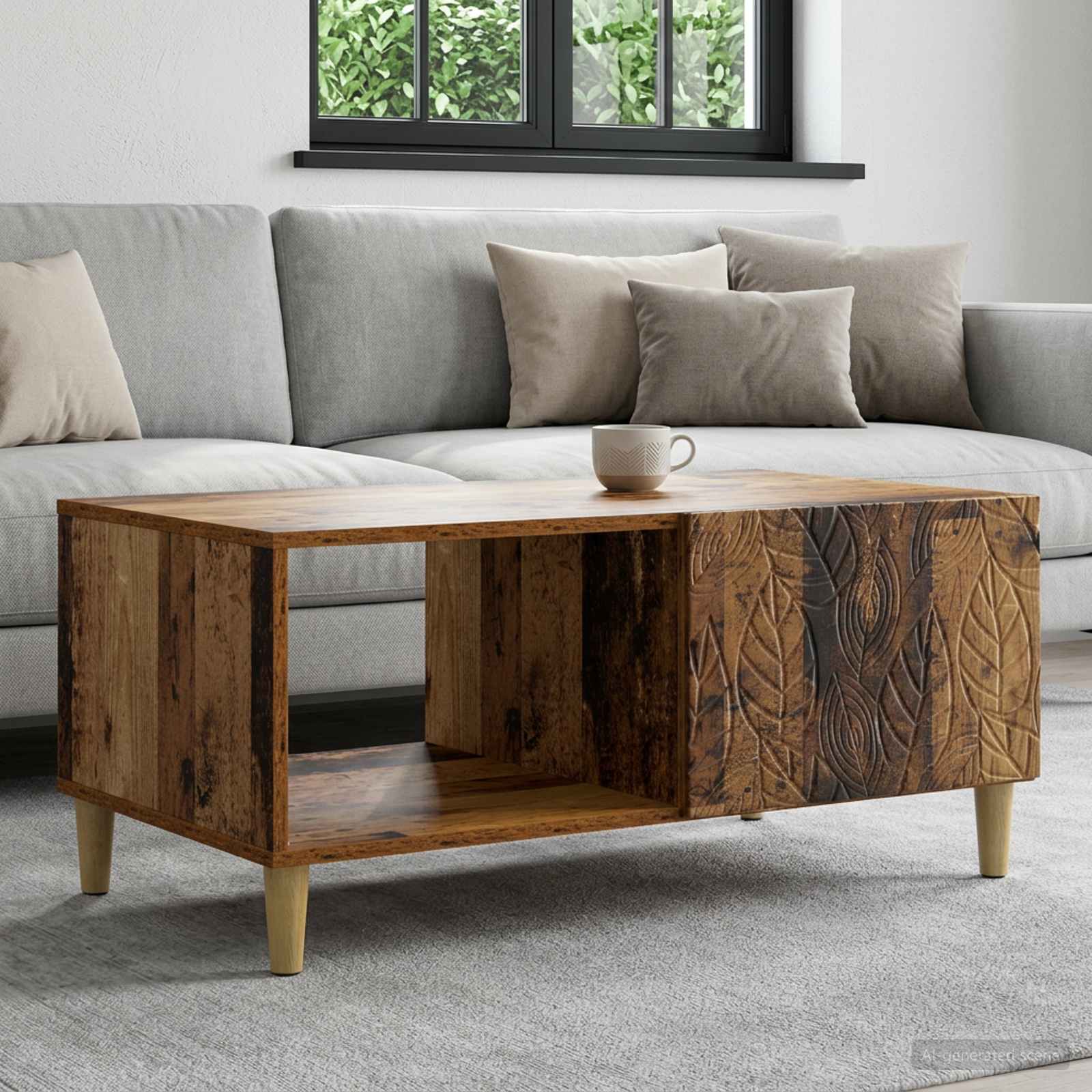 vidaXL Stolik kawowy Stare drewno 90 x 50 x 40 cm Drewno inżynieryjne