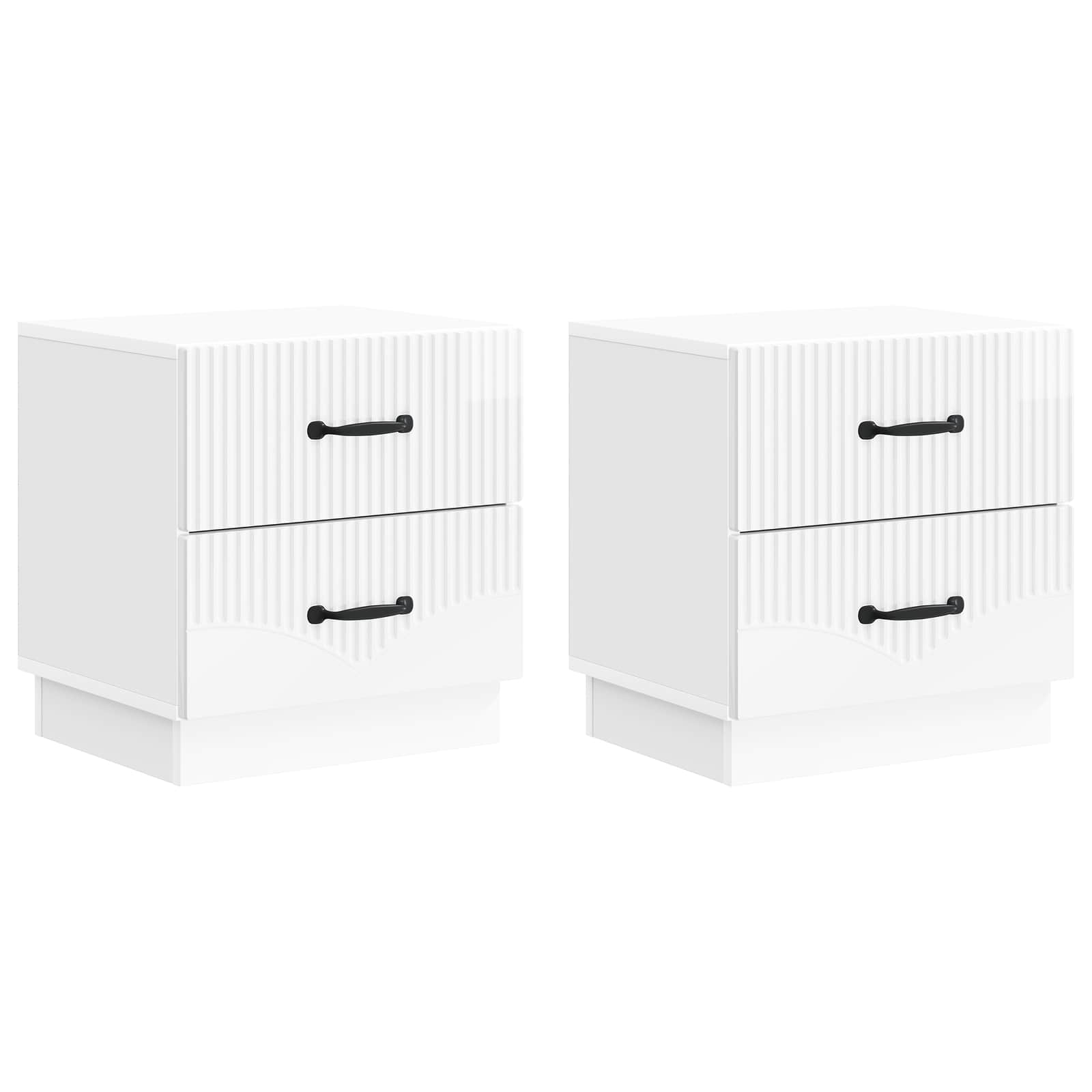 vidaXL Szafka Nocna 2 pcs Biały wysoki połysk 43 x 34,5 x 44,5 cm