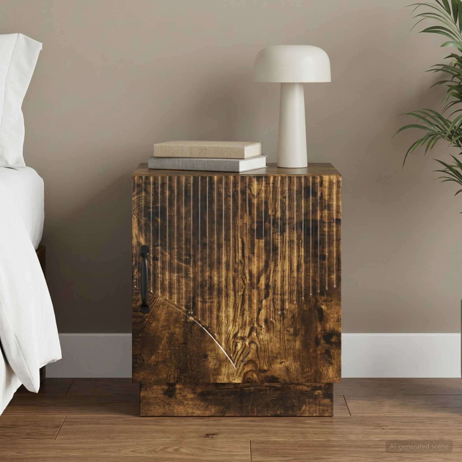 vidaXL Stolik nocny Dąb wędzony 43 x 34,5 x 47 cm Drewno inżynieryjne