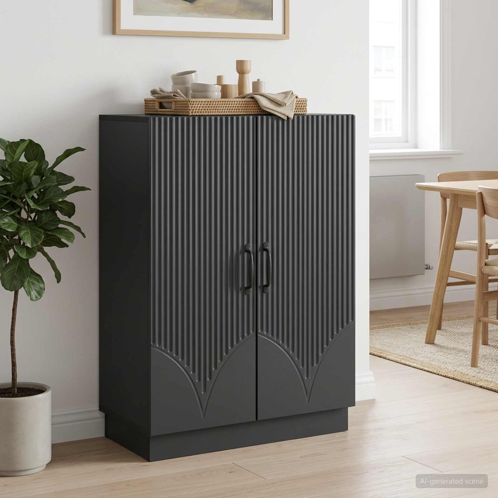 vidaXL Bufet Czarny 66 x 34,5 x 87 cm Drewno inżynieryjne