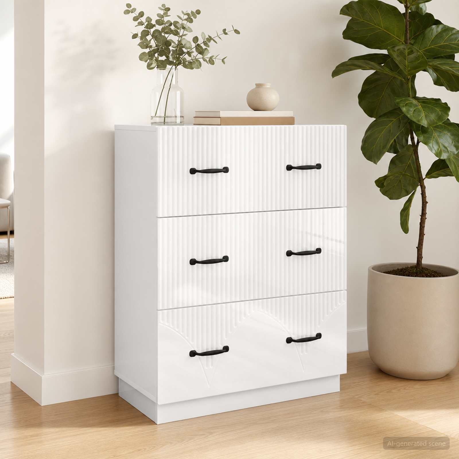 vidaXL Szafka z Szufladami Biały 66 x 34,5 x 87 cm Drewno inżynieryjne