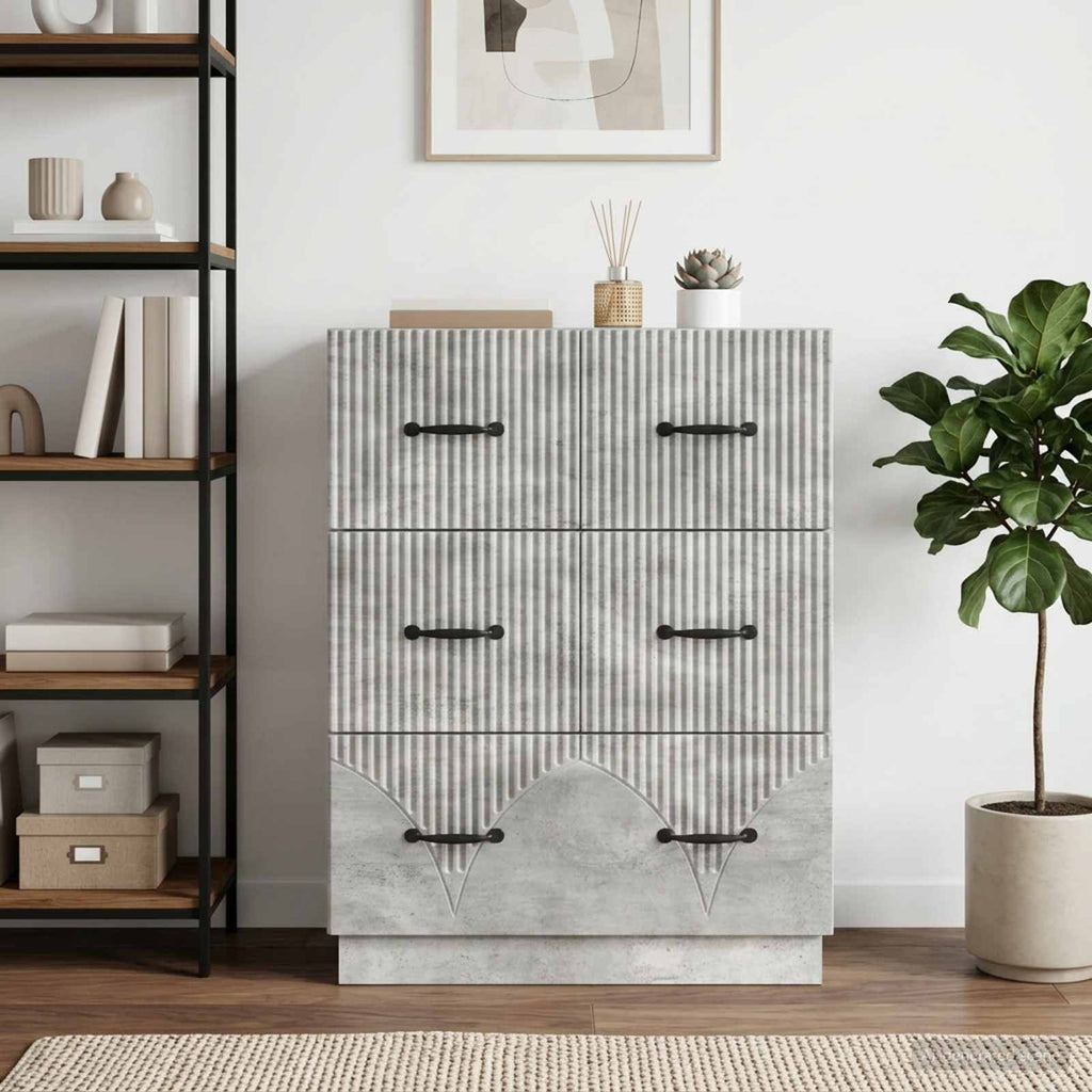 vidaXL Szafka z Szufladami Betonowy szary 66 x 34,5 x 87 cm