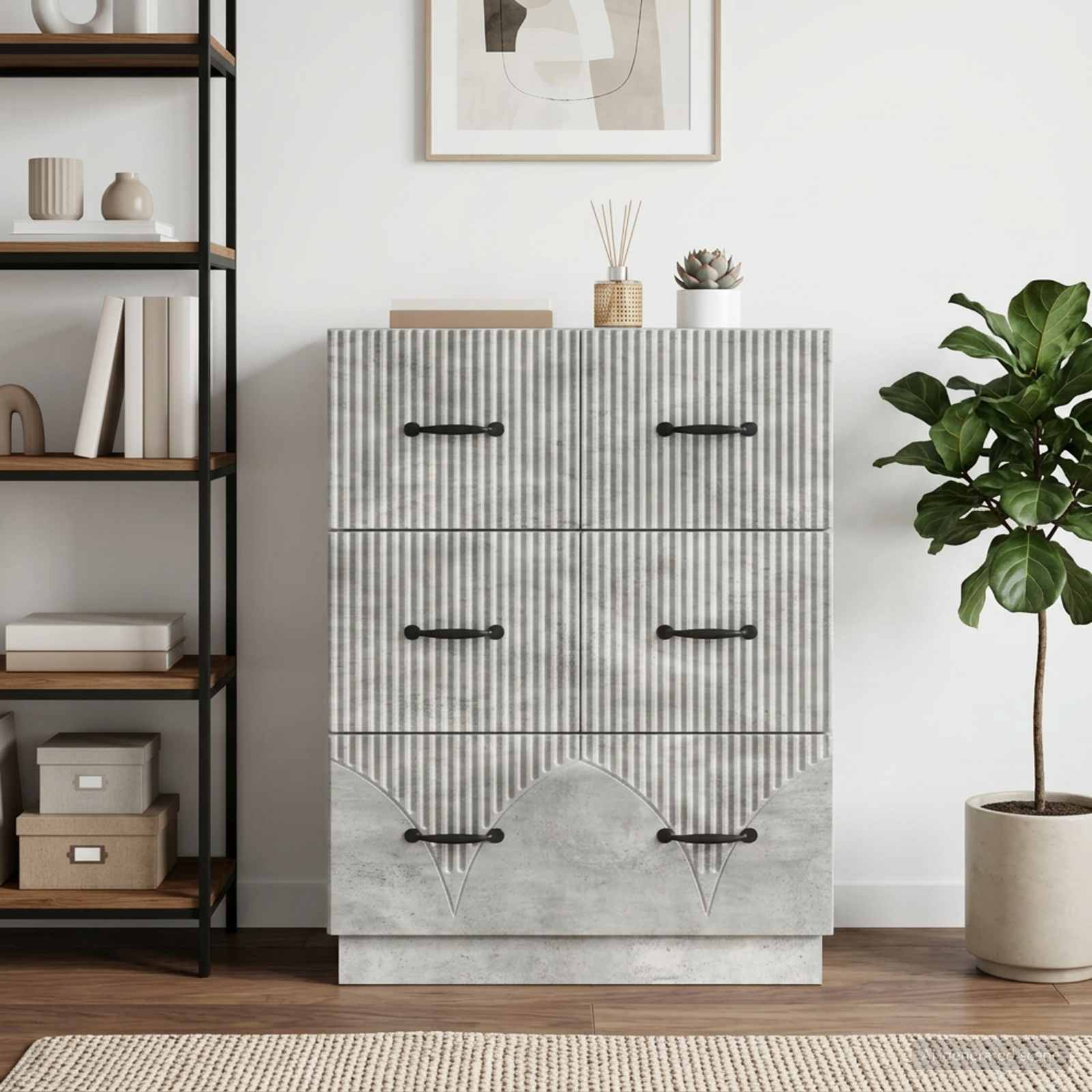 vidaXL Szafka z Szufladami Betonowy szary 66 x 34,5 x 87 cm