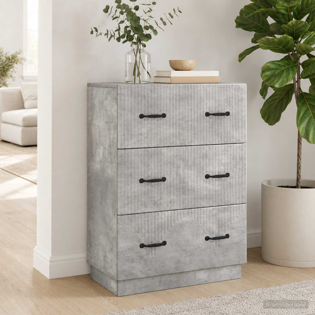 vidaXL Szafka z Szufladami Betonowy szary 66 x 34,5 x 87 cm