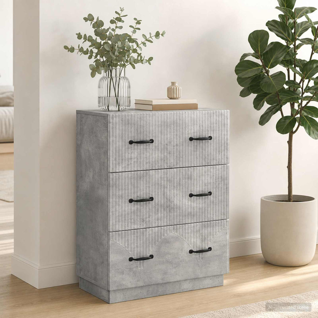 vidaXL Szafka z Szufladami Betonowy szary 66 x 34,5 x 87 cm