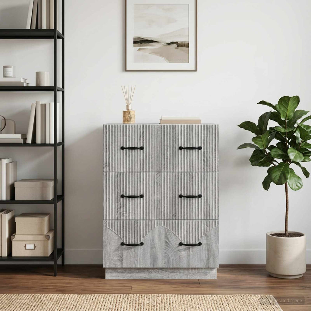 vidaXL Szafka z Szufladami Szary Sonoma 66 x 34,5 x 87 cm