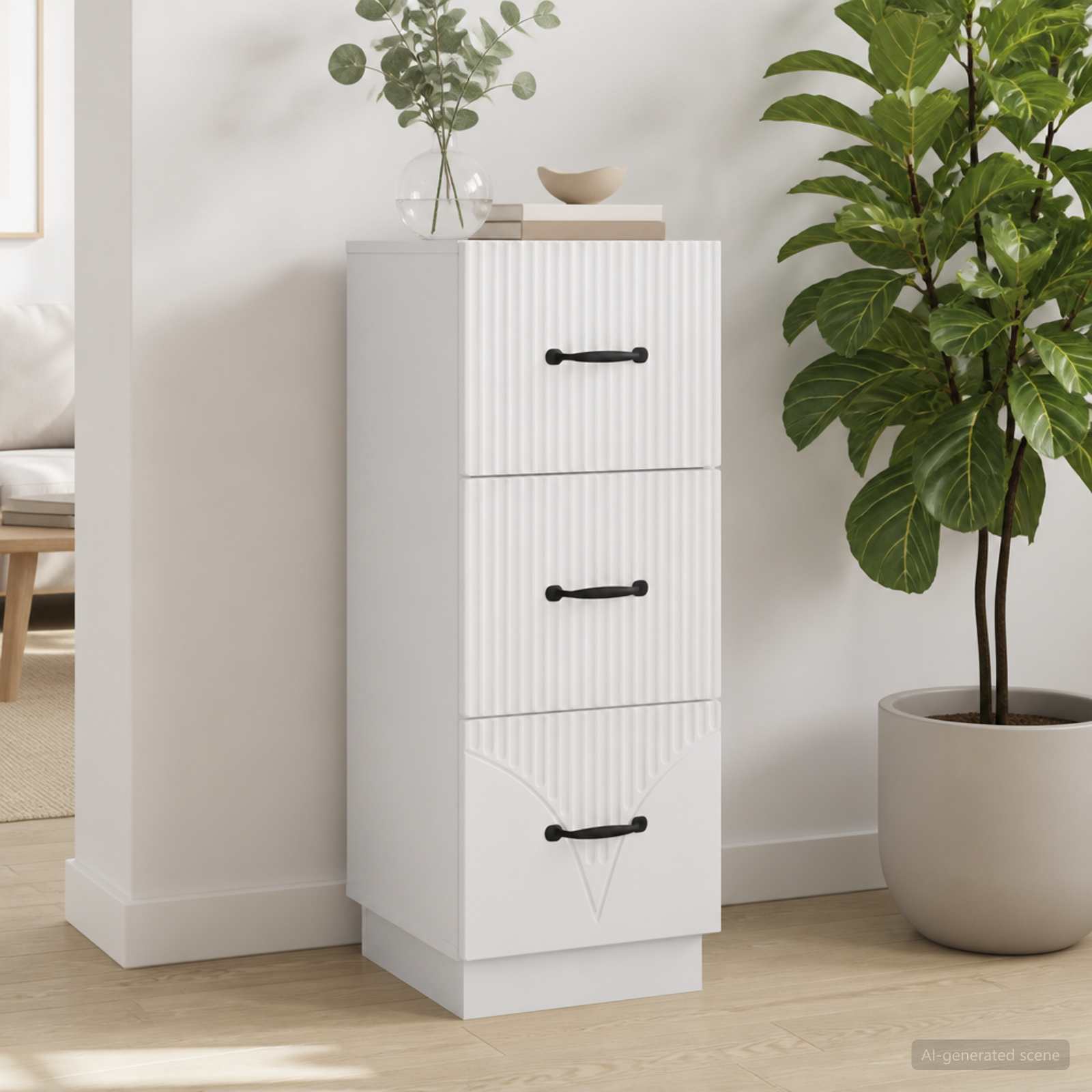 vidaXL Szafka z Szufladami Biały 33 x 34,5 x 87 cm Drewno inżynieryjne
