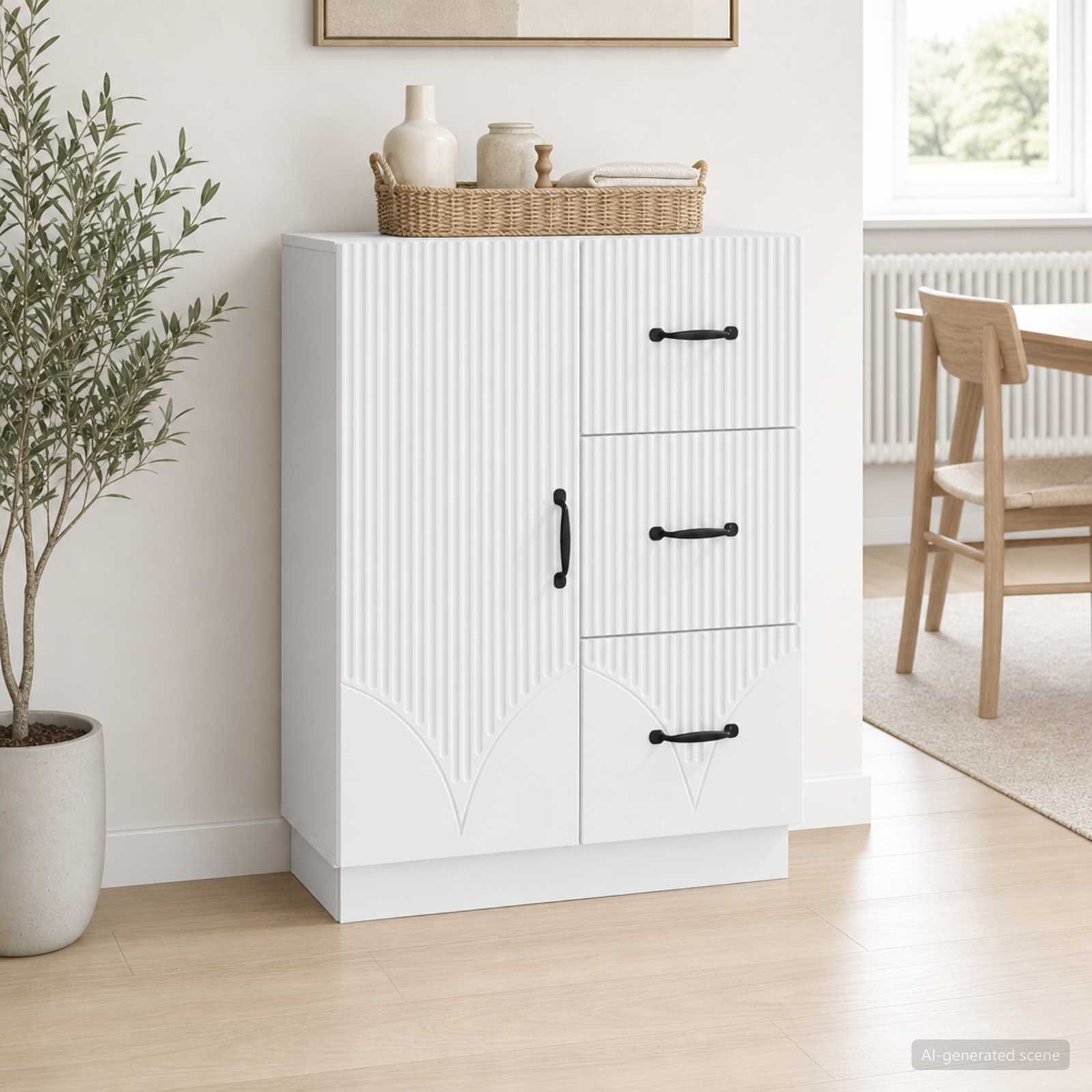 vidaXL Bufet Biały 66 x 34,5 x 87 cm Drewno inżynieryjne