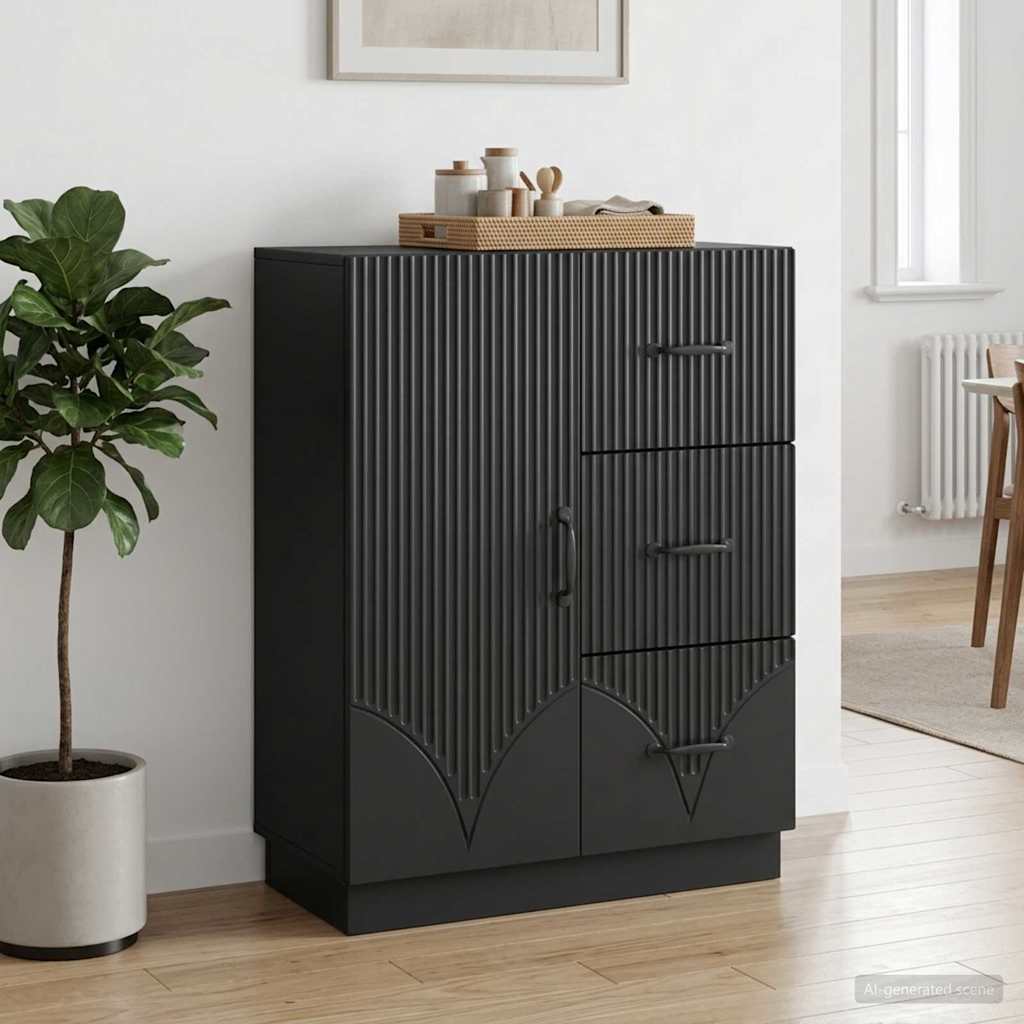 vidaXL Bufet z szufladą Czarny 66 x 34,5 x 87 cm Drewno inżynieryjne