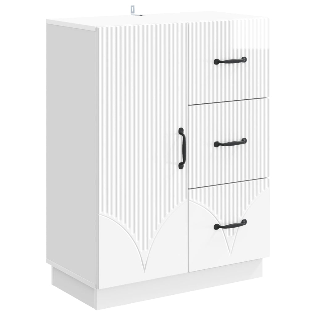 vidaXL Bufet Biały wysoki połysk 66 x 34,5 x 87 cm Drewno inżynieryjne