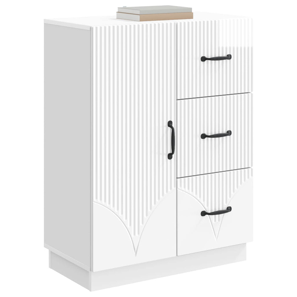 vidaXL Bufet Biały wysoki połysk 66 x 34,5 x 87 cm Drewno inżynieryjne