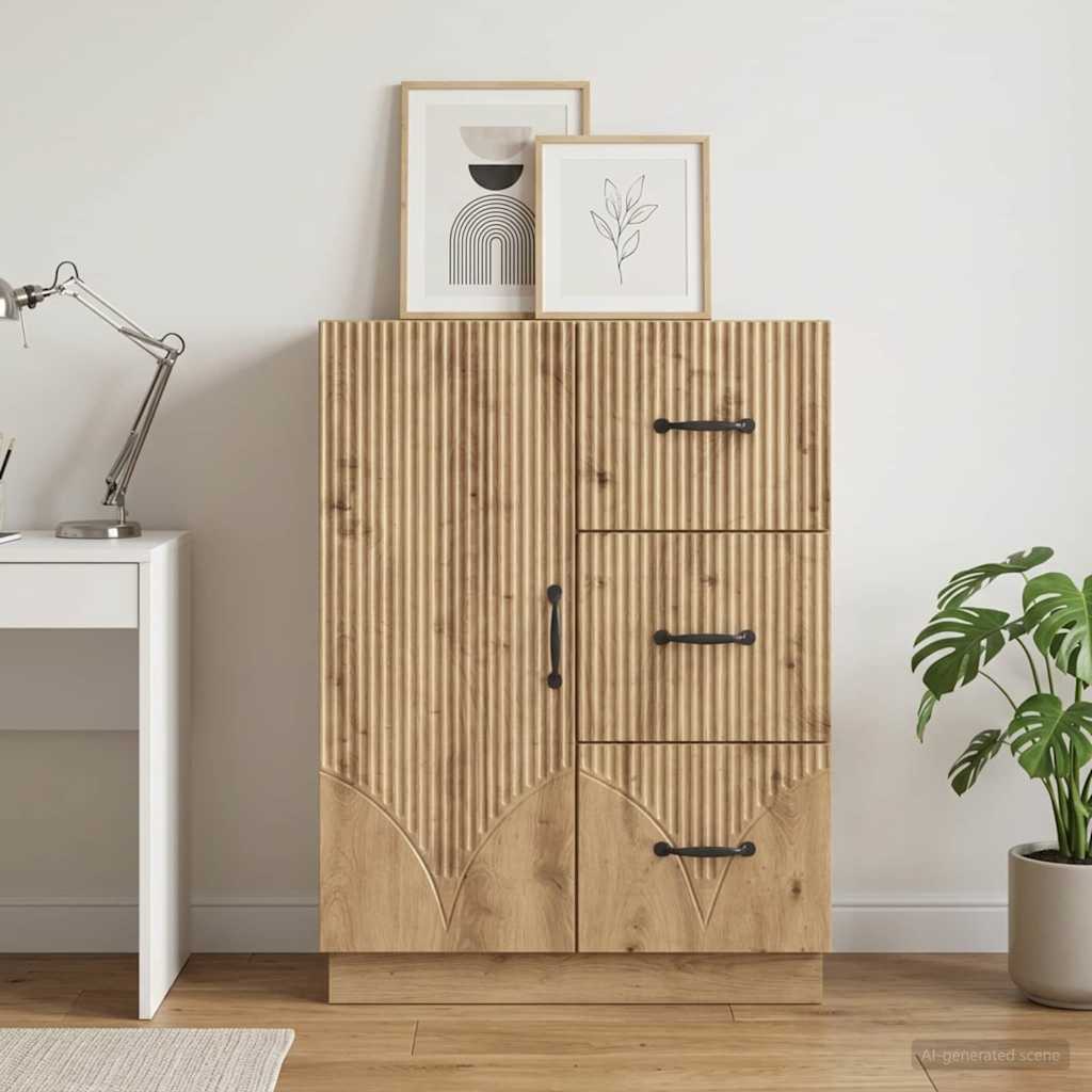 vidaXL Bufet Dąb artisan 66 x 34,5 x 87 cm Drewno inżynieryjne