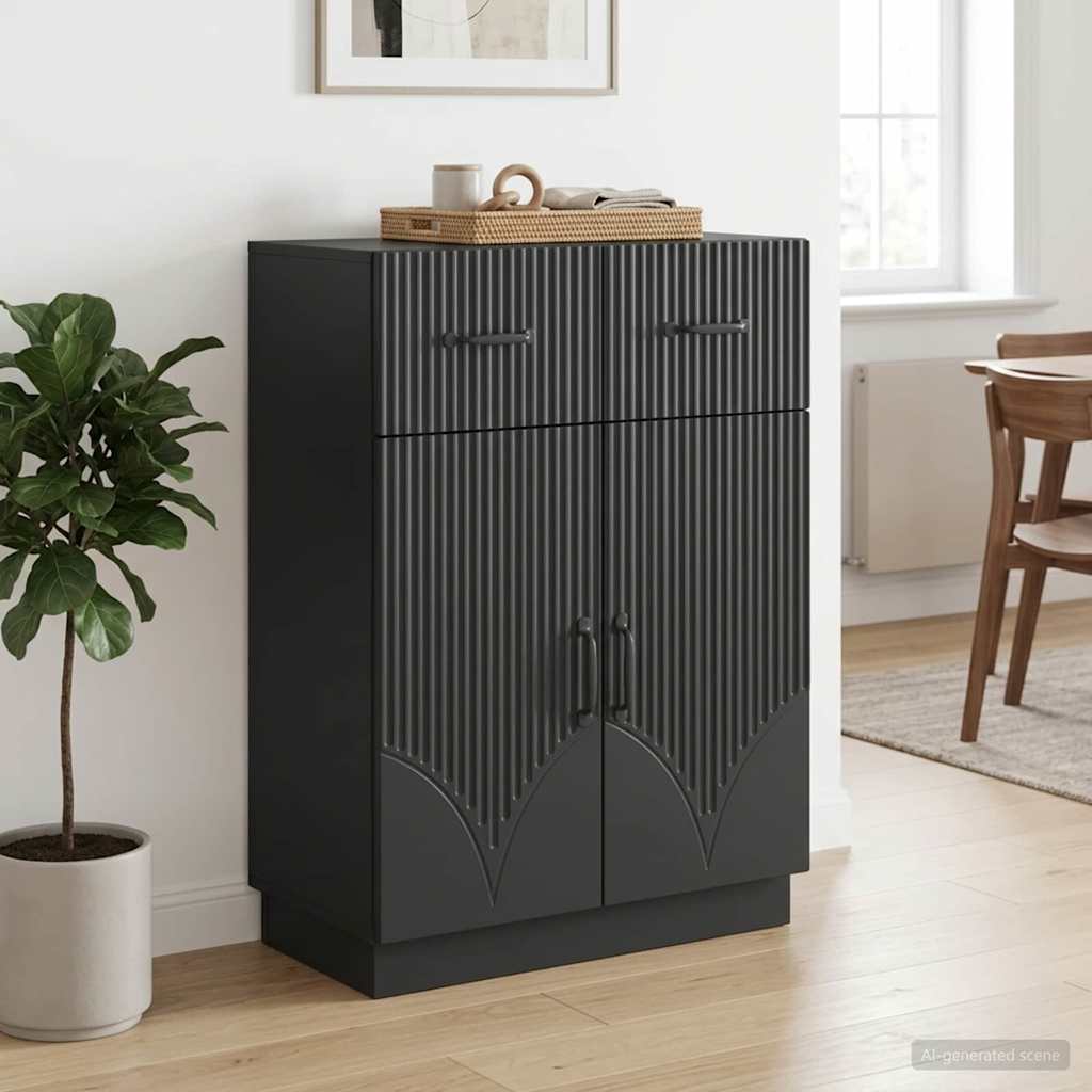 vidaXL Bufet z szufladą Czarny 66 x 34,5 x 87 cm Drewno inżynieryjne