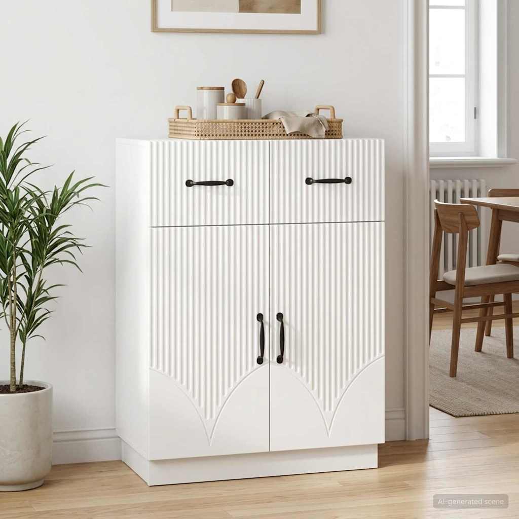 vidaXL Bufet Biały wysoki połysk 66 x 34,5 x 87 cm Drewno inżynieryjne