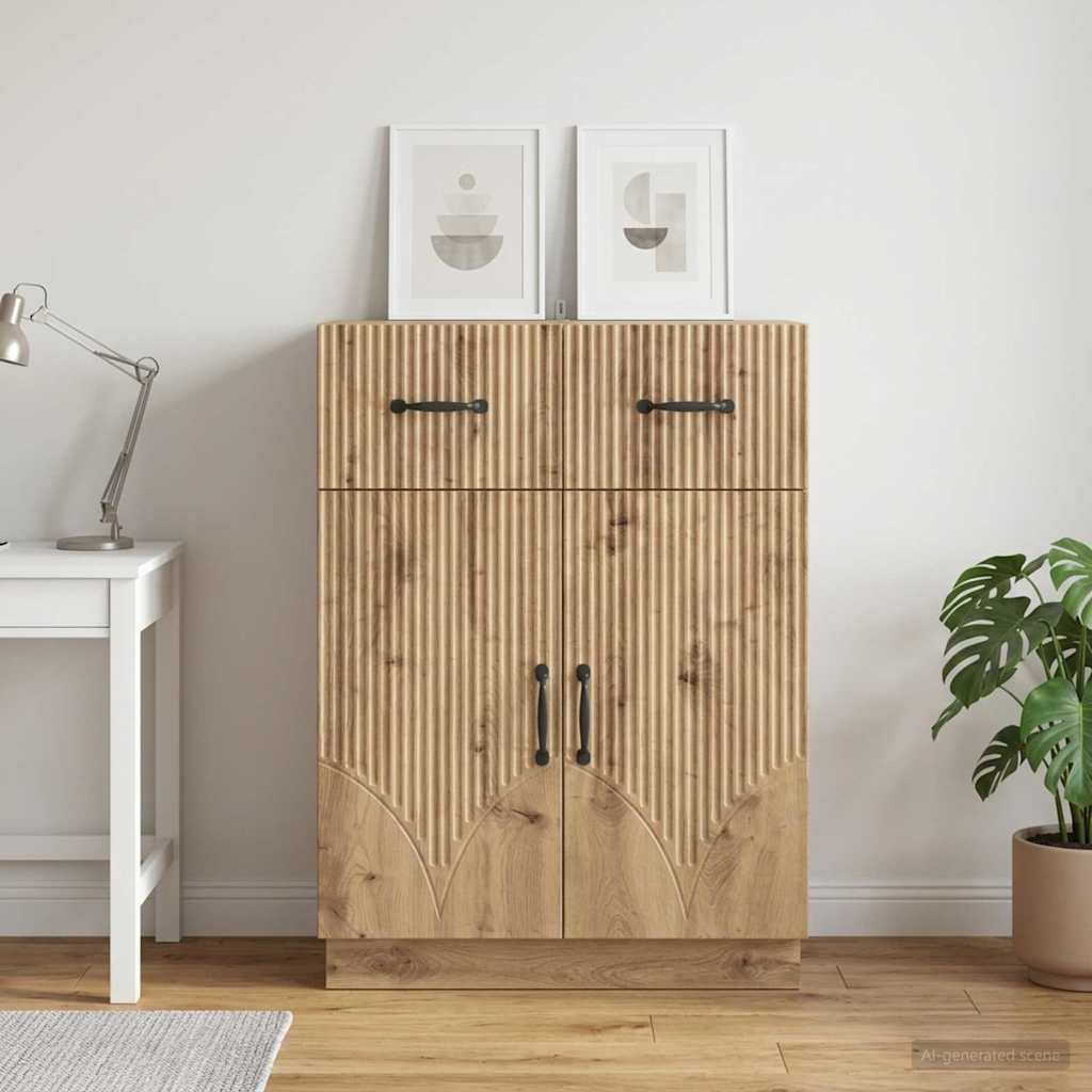 vidaXL Bufet Dąb artisan 66 x 34,5 x 87 cm Drewno inżynieryjne
