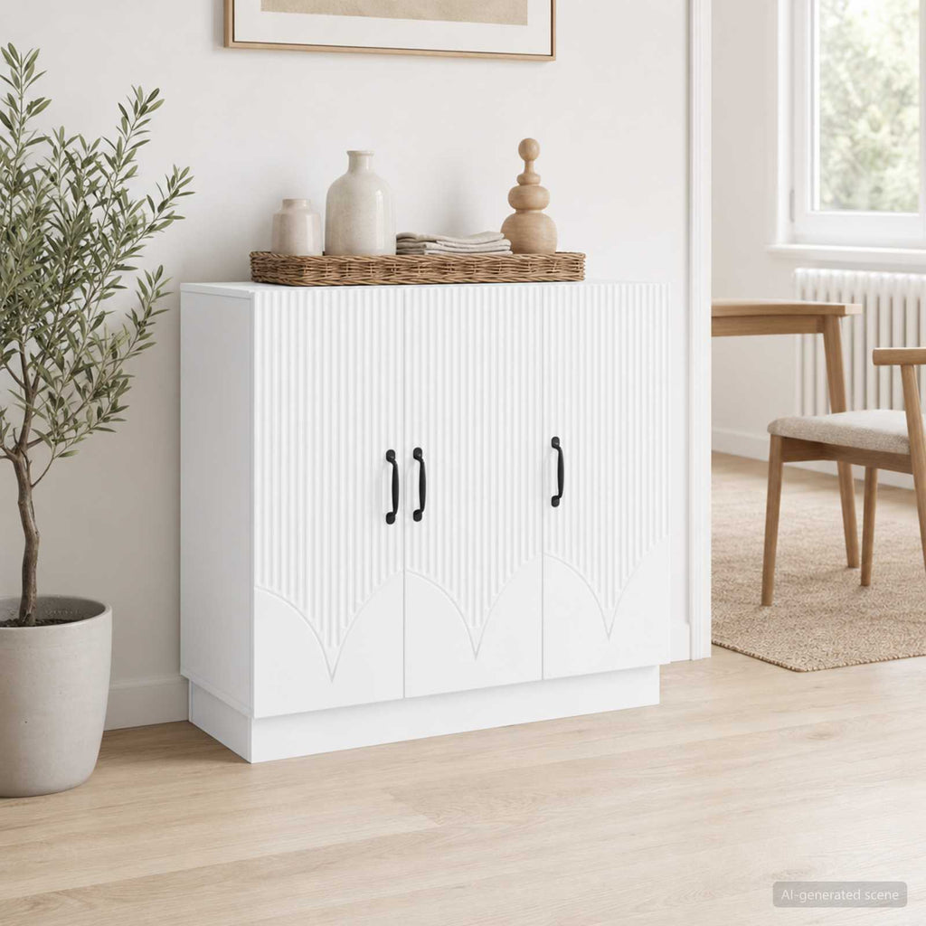 vidaXL Bufet Biały 89 x 34,5 x 77 cm Drewno inżynieryjne