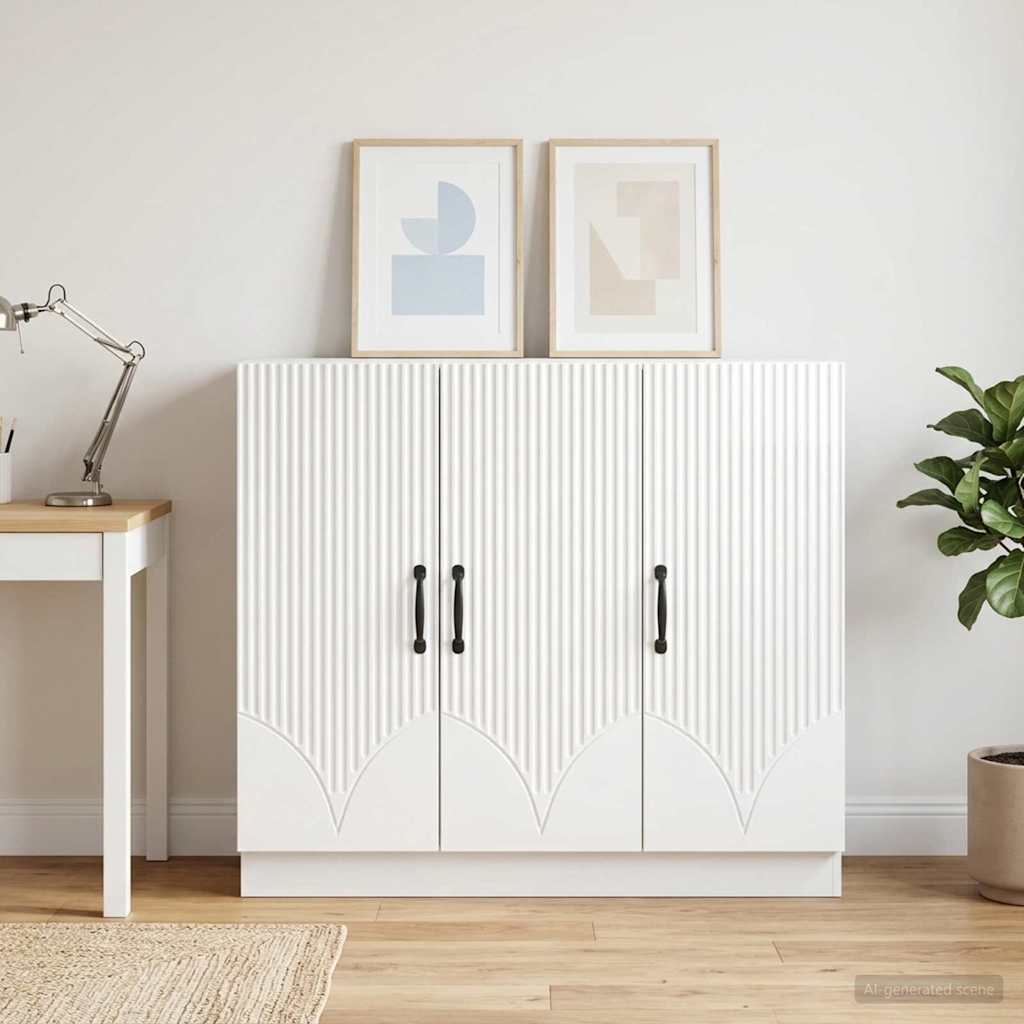 vidaXL Bufet Biały wysoki połysk 89 x 34,5 x 77 cm Drewno inżynieryjne