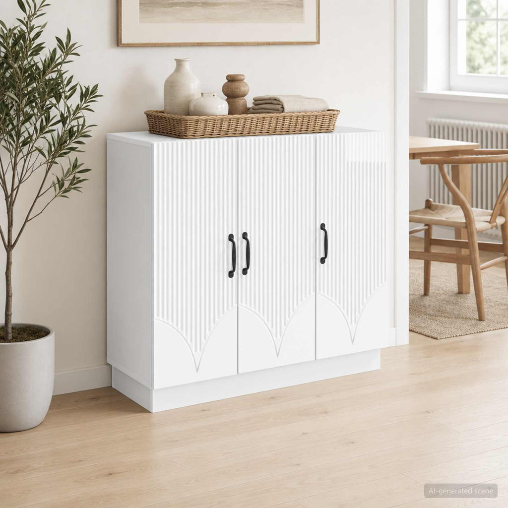 vidaXL Bufet Biały wysoki połysk 89 x 34,5 x 77 cm Drewno inżynieryjne