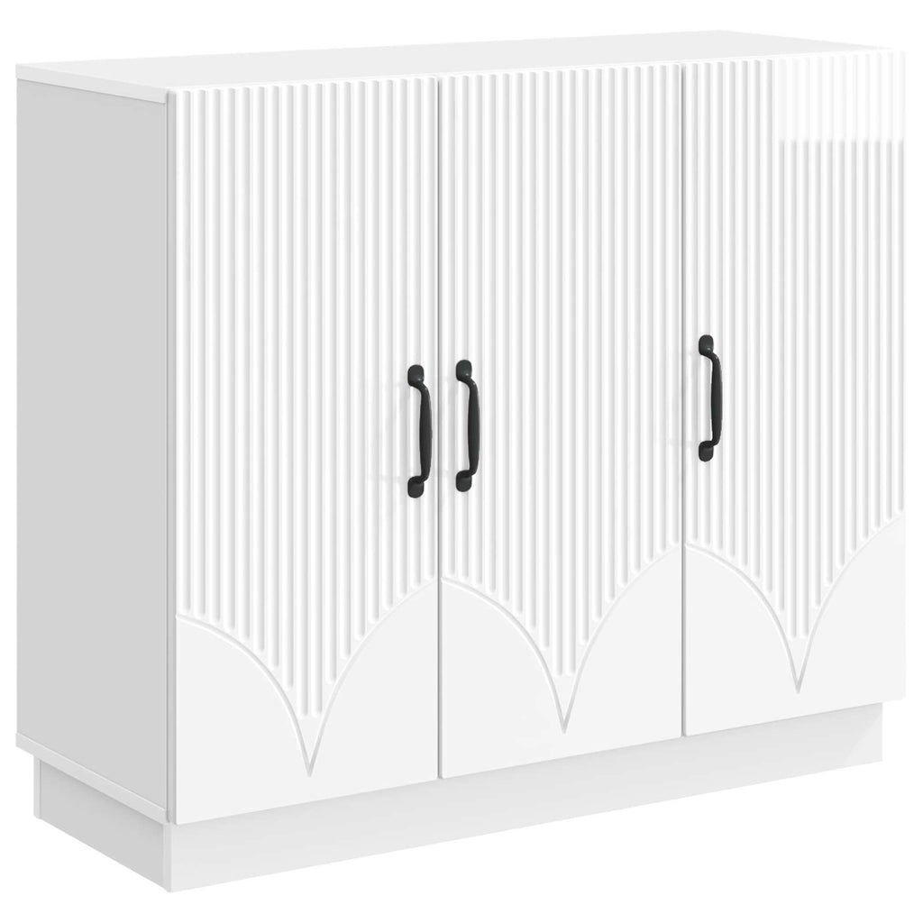 vidaXL Bufet Biały wysoki połysk 89 x 34,5 x 77 cm Drewno inżynieryjne
