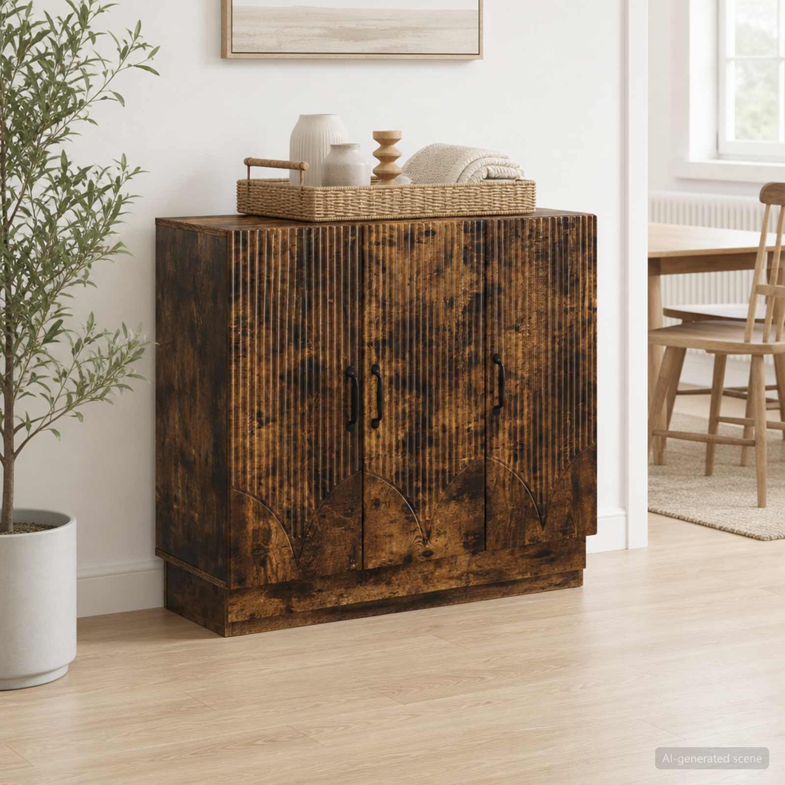 vidaXL Bufet Dąb wędzony 89 x 34,5 x 77 cm Drewno inżynieryjne