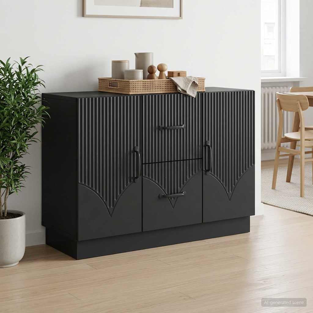 vidaXL Bufet z szufladą Czarny 89 x 34,5 x 57 cm Drewno inżynieryjne