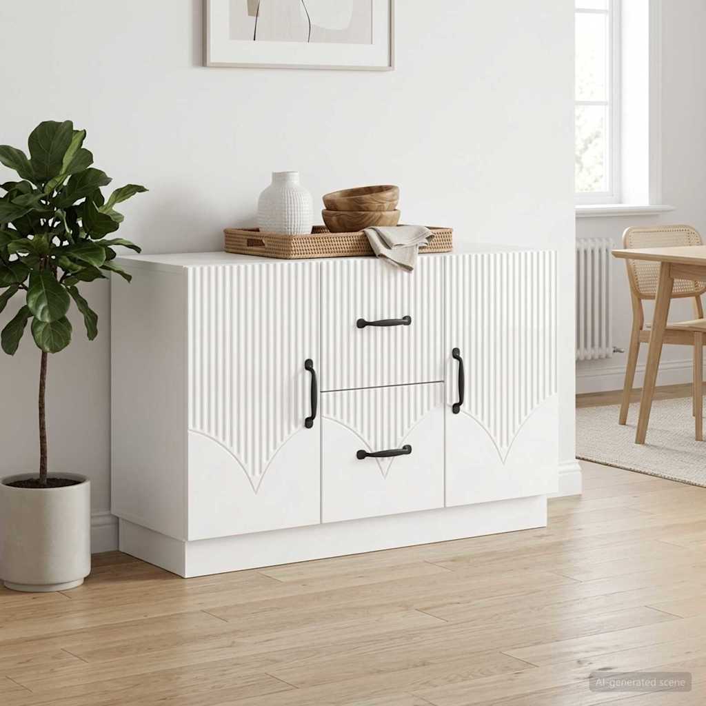 vidaXL Bufet Biały wysoki połysk 89 x 34,5 x 57 cm Drewno inżynieryjne