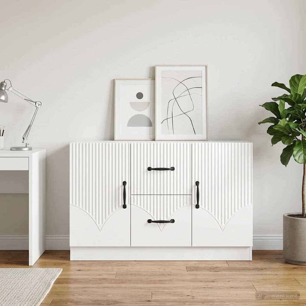 vidaXL Bufet Biały wysoki połysk 89 x 34,5 x 57 cm Drewno inżynieryjne