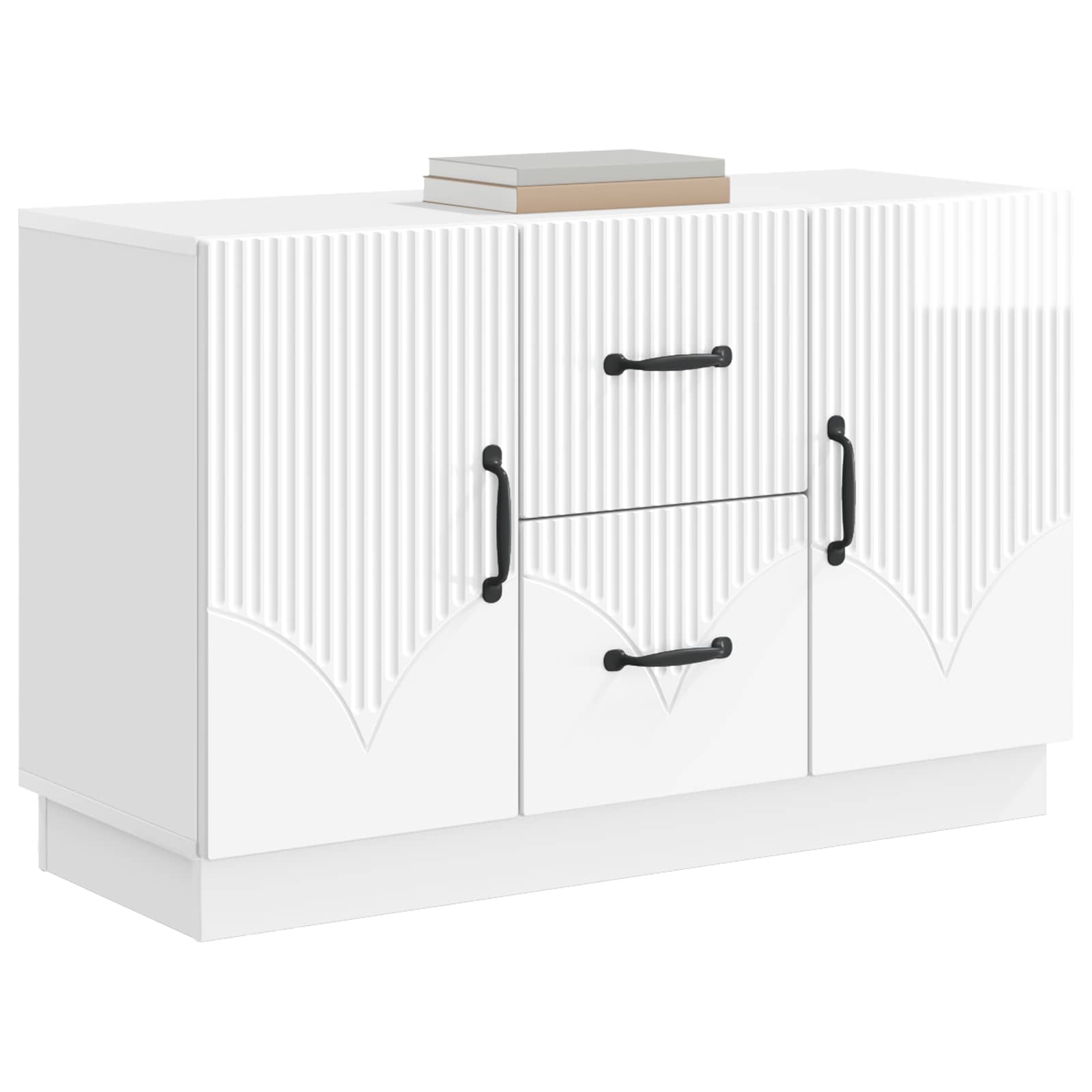 vidaXL Bufet Biały wysoki połysk 89 x 34,5 x 57 cm Drewno inżynieryjne