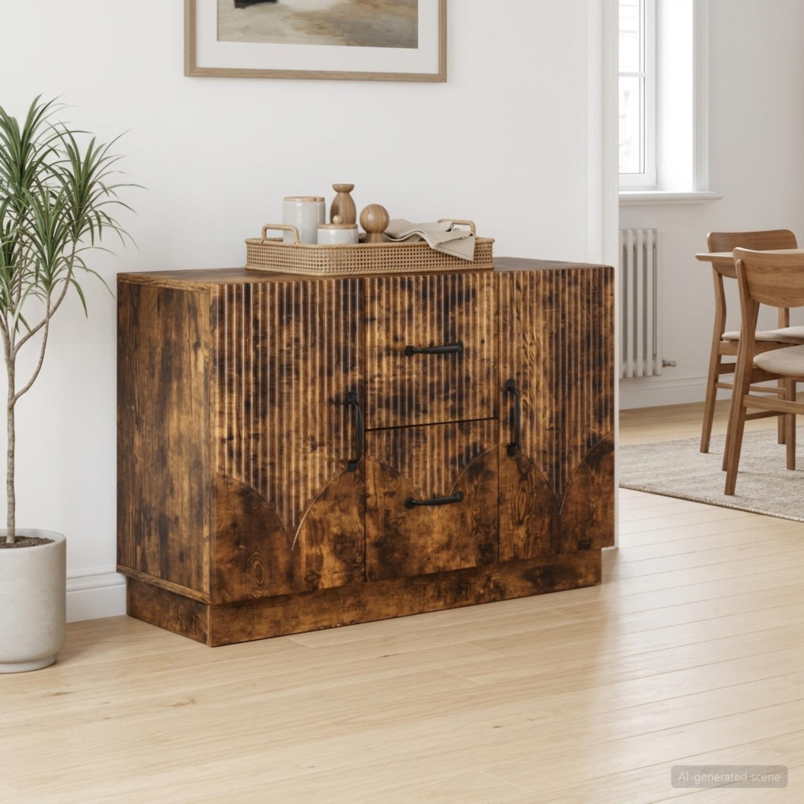 vidaXL Bufet Dąb wędzony 89 x 34,5 x 57 cm Drewno inżynieryjne