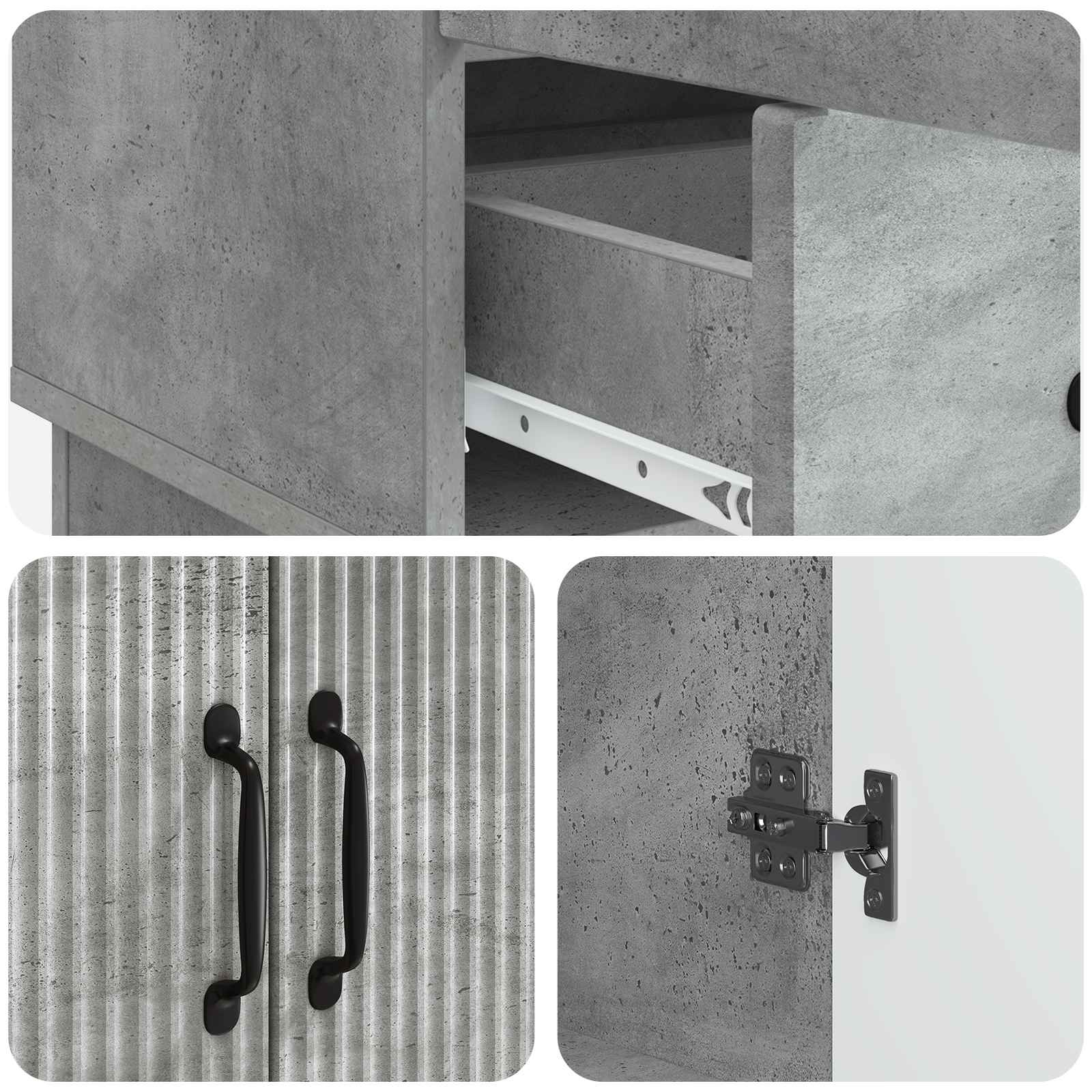 vidaXL Bufet Betonowy szary 66 x 34,5 x 92 cm Drewno inżynieryjne