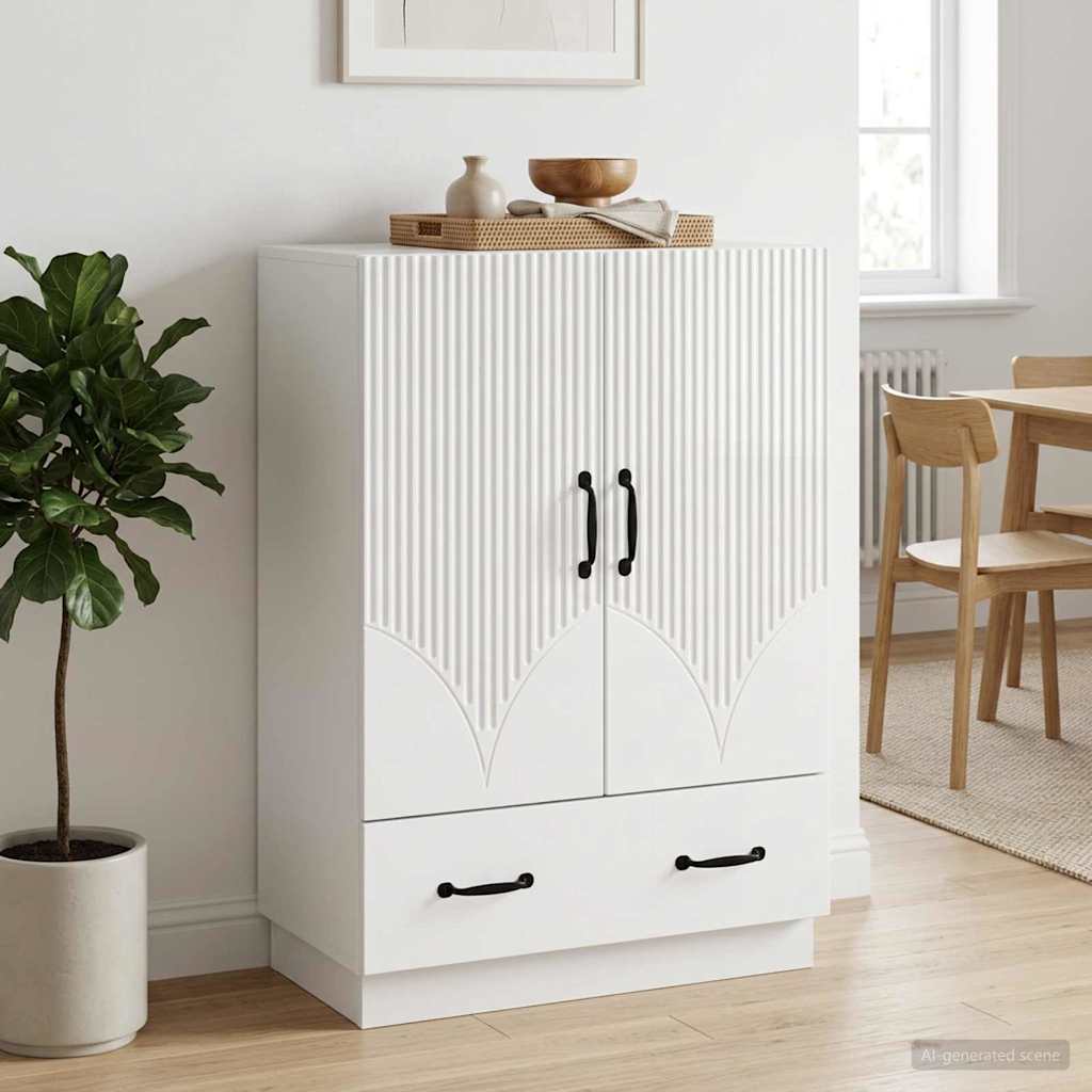 vidaXL Bufet Biały wysoki połysk 66 x 34,5 x 92 cm Drewno inżynieryjne
