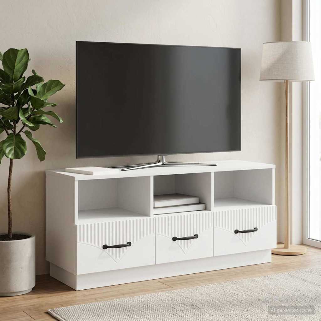 vidaXL Szafka pod telewizor z szufladą Biały 102 x 34,5 x 47 cm