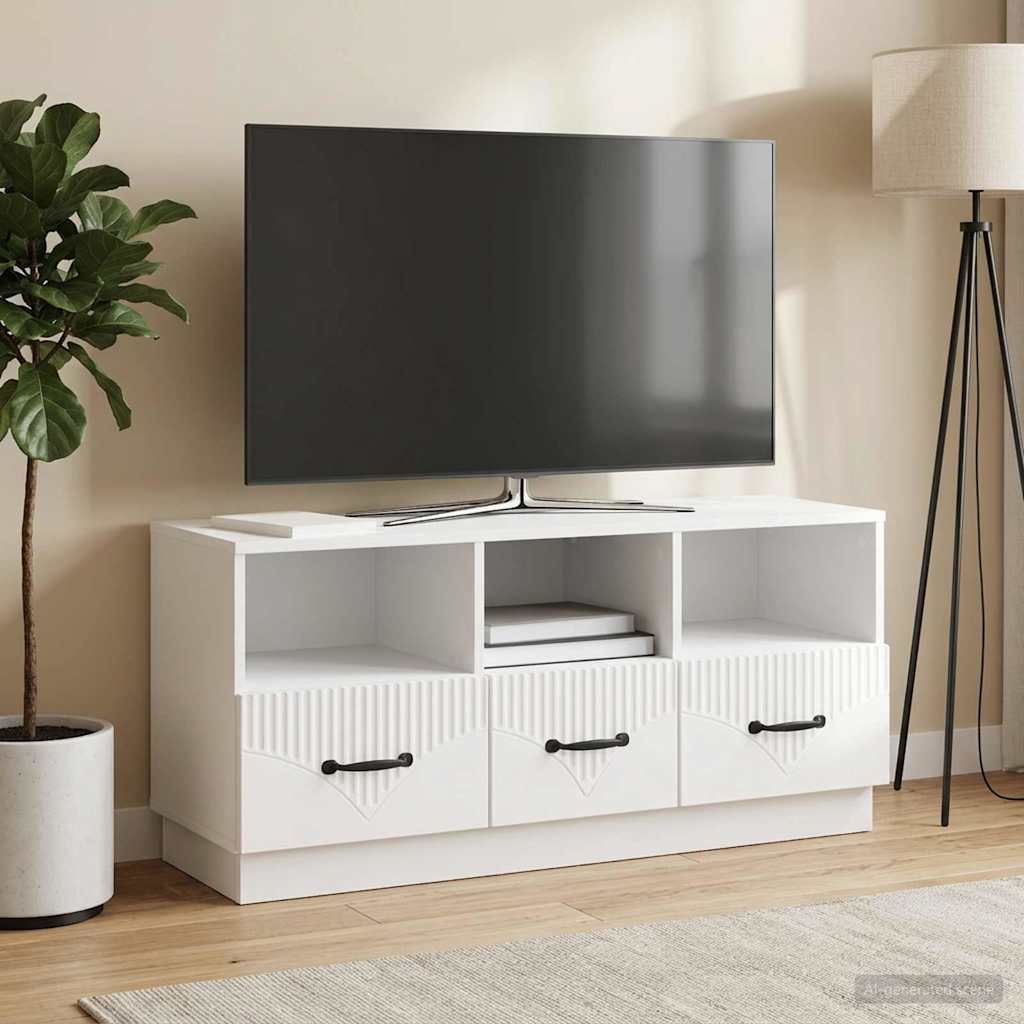 vidaXL Szafka pod telewizor Biały wysoki połysk 102 x 34,5 x 47 cm