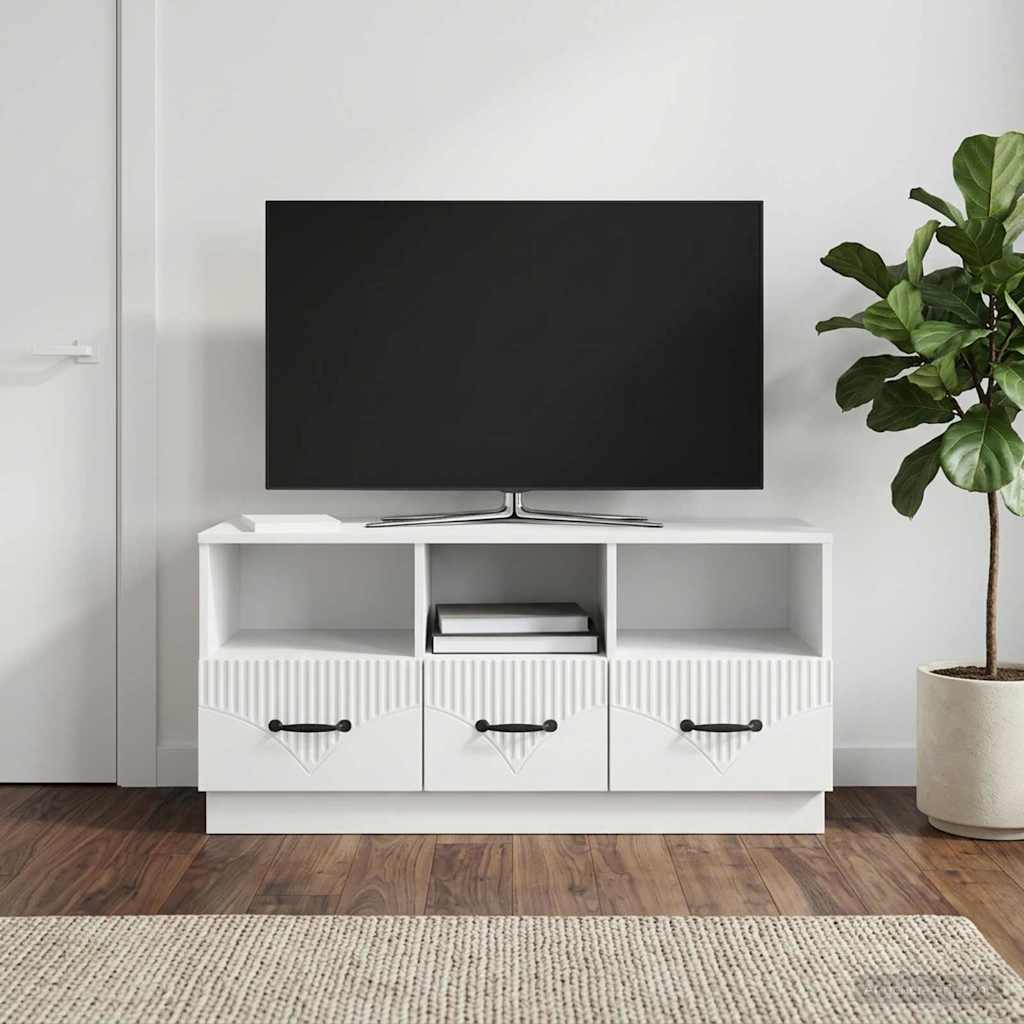 vidaXL Szafka pod telewizor Biały wysoki połysk 102 x 34,5 x 47 cm