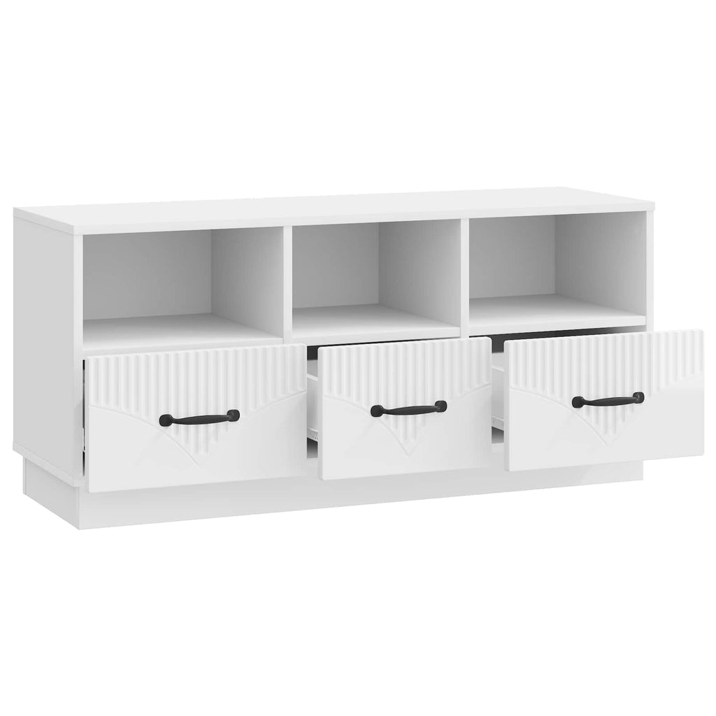 vidaXL Szafka pod telewizor Biały wysoki połysk 102 x 34,5 x 47 cm
