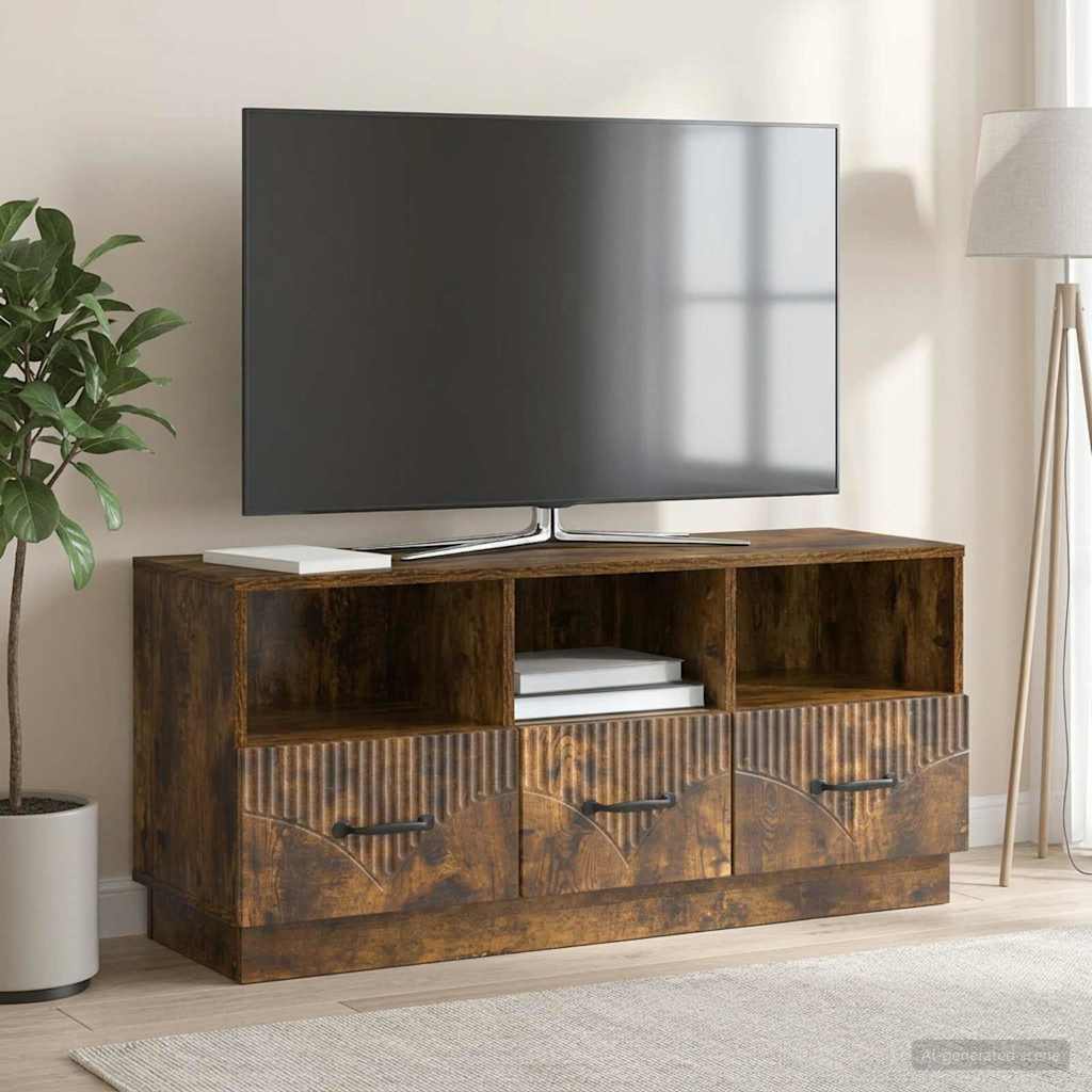vidaXL Szafka pod telewizor z szufladą Dąb wędzony 102 x 34,5 x 47 cm
