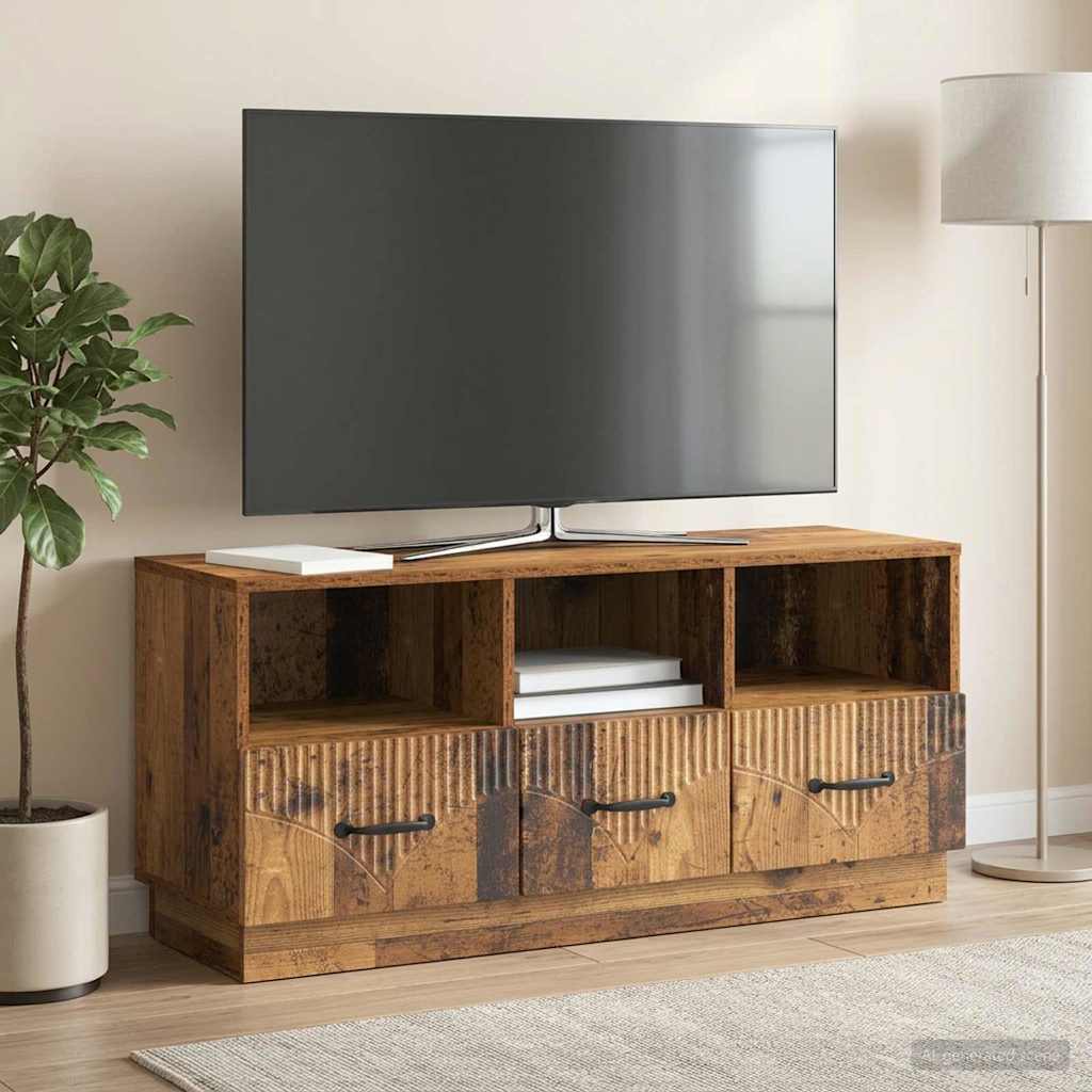 vidaXL Szafka pod telewizor z szufladą Stare drewno 102 x 34,5 x 47 cm
