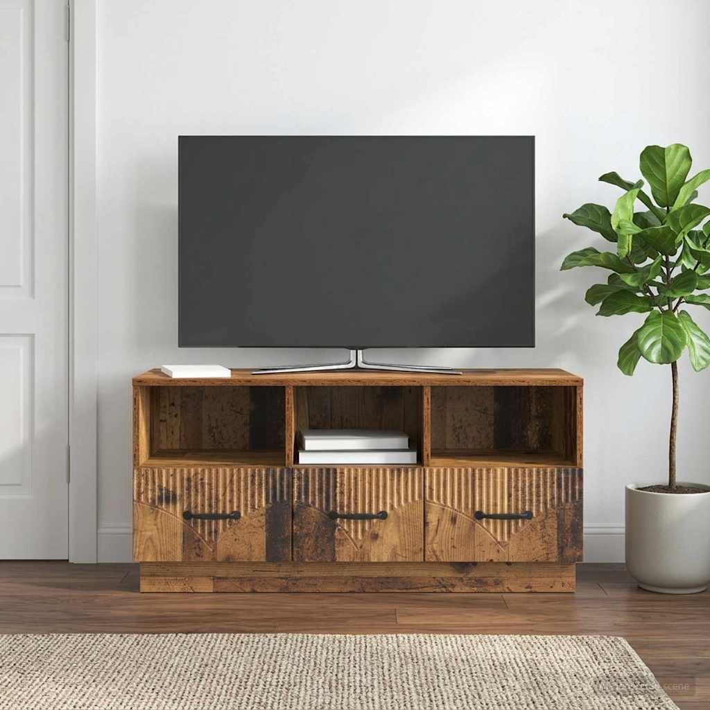 vidaXL Szafka pod telewizor z szufladą Stare drewno 102 x 34,5 x 47 cm