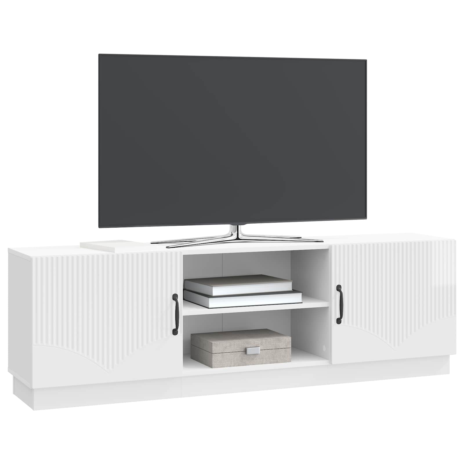 vidaXL Szafka pod telewizor Biały wysoki połysk 150 x 31 x 47 cm