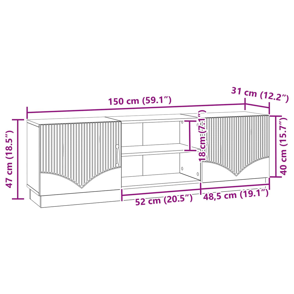 vidaXL Szafka pod telewizor Szary Sonoma 150 x 31 x 47 cm