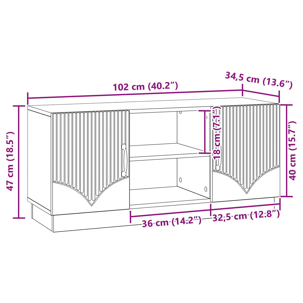 vidaXL Szafka pod telewizor Betonowy szary 102 x 34,5 x 47 cm