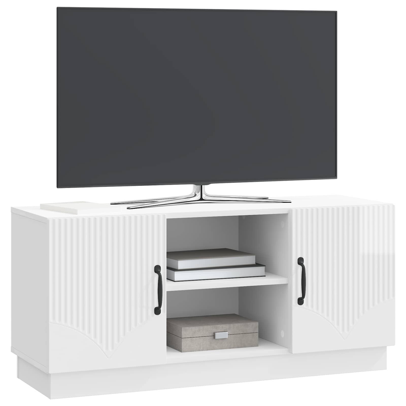 vidaXL Szafka pod telewizor Biały wysoki połysk 102 x 34,5 x 47 cm
