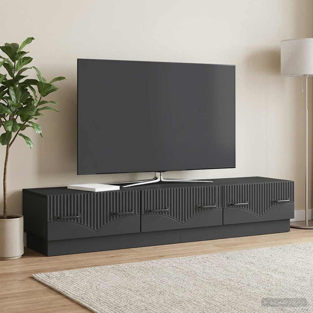 vidaXL Szafka pod telewizor z szufladą Czarny 147 x 34,5 x 27 cm