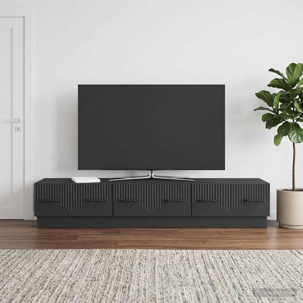 vidaXL Szafka pod telewizor z szufladą Czarny 147 x 34,5 x 27 cm